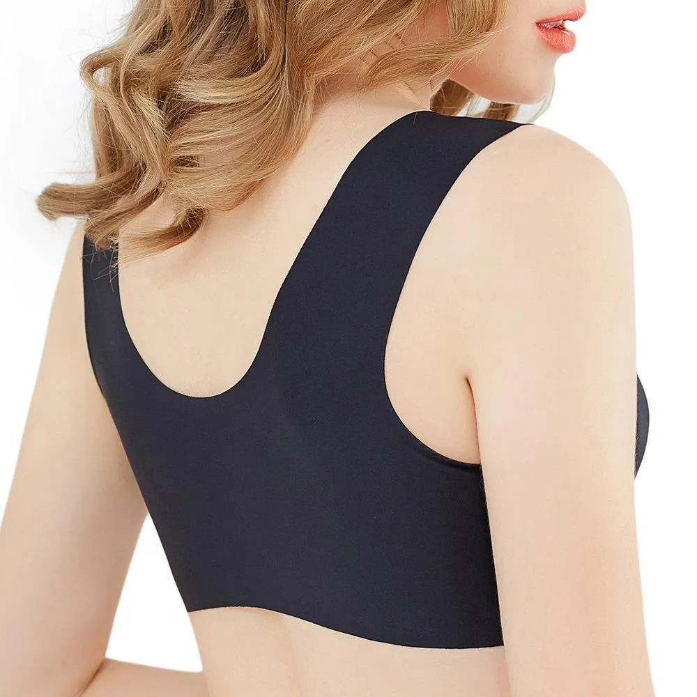 Comfortable Front Closure Seamless Wireless Bras - Blue