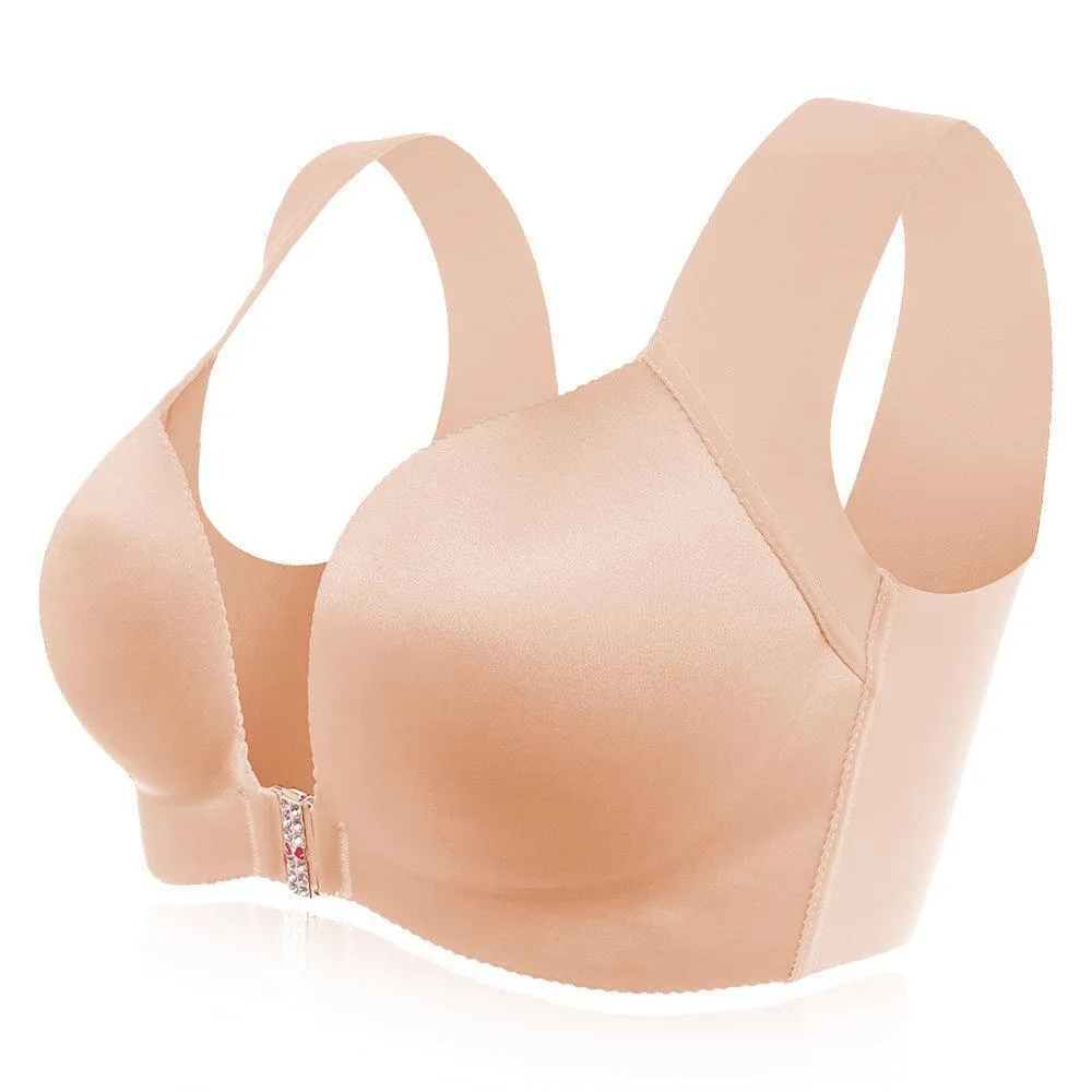 Comfortable Front Closure Seamless Wireless Bras - Blue