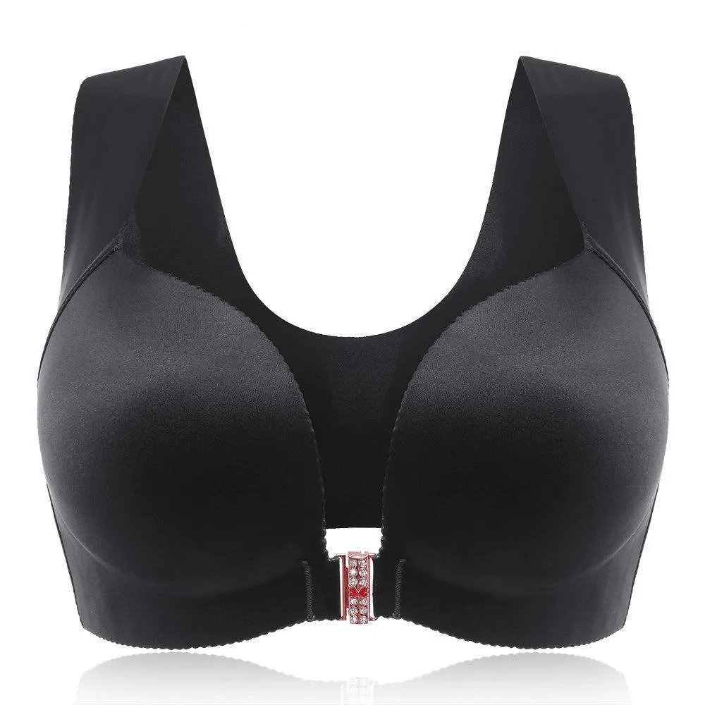 Comfortable Front Closure Seamless Wireless Bras - Blue