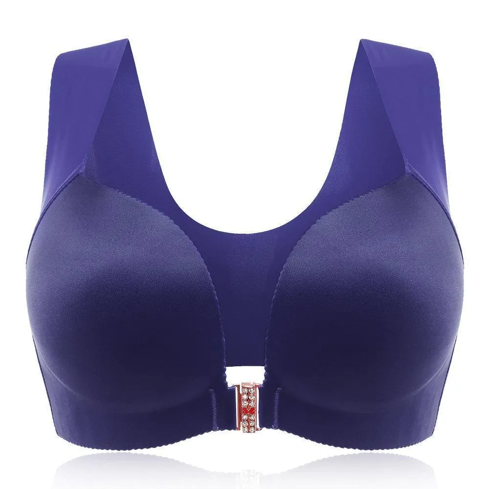 Comfortable Front Closure Seamless Wireless Bras - Blue