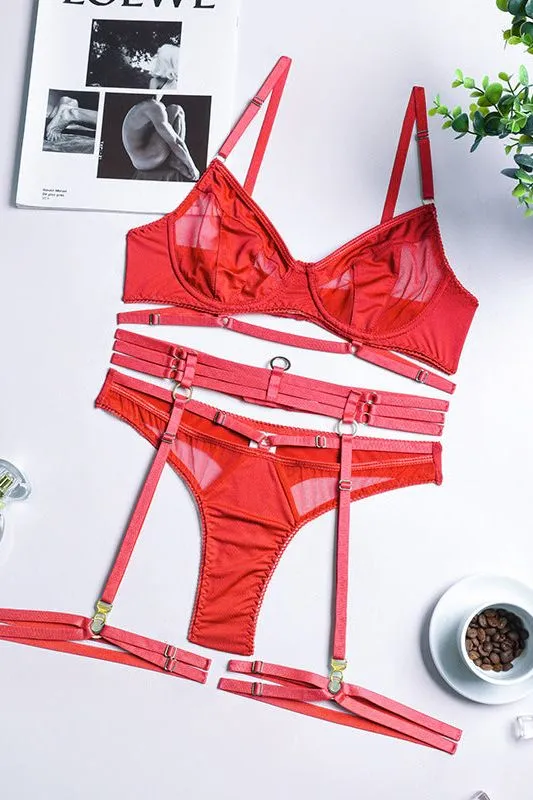comfortable gathering lingerie four-piece set