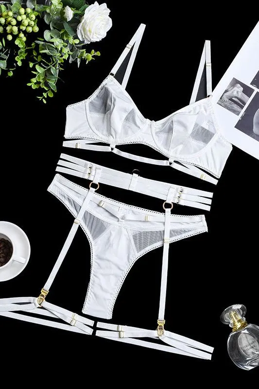 comfortable gathering lingerie four-piece set