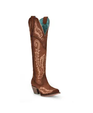 Corral Cognac Suede Embroidery Tall Boots A4405