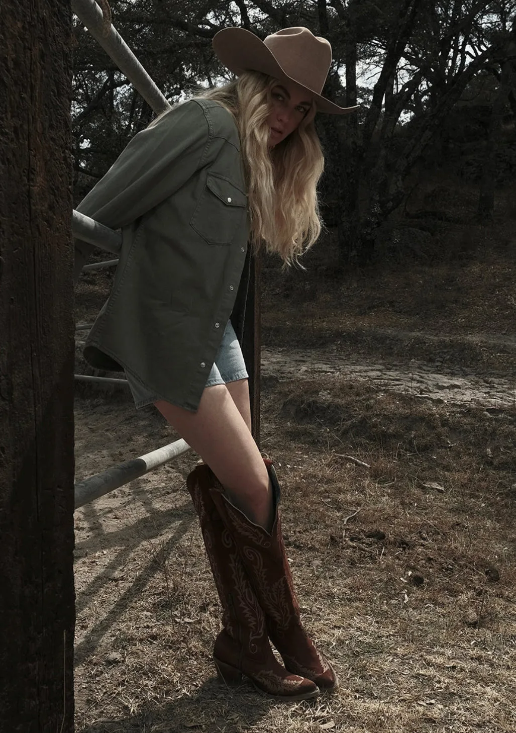 Corral Cognac Suede Embroidery Tall Boots A4405