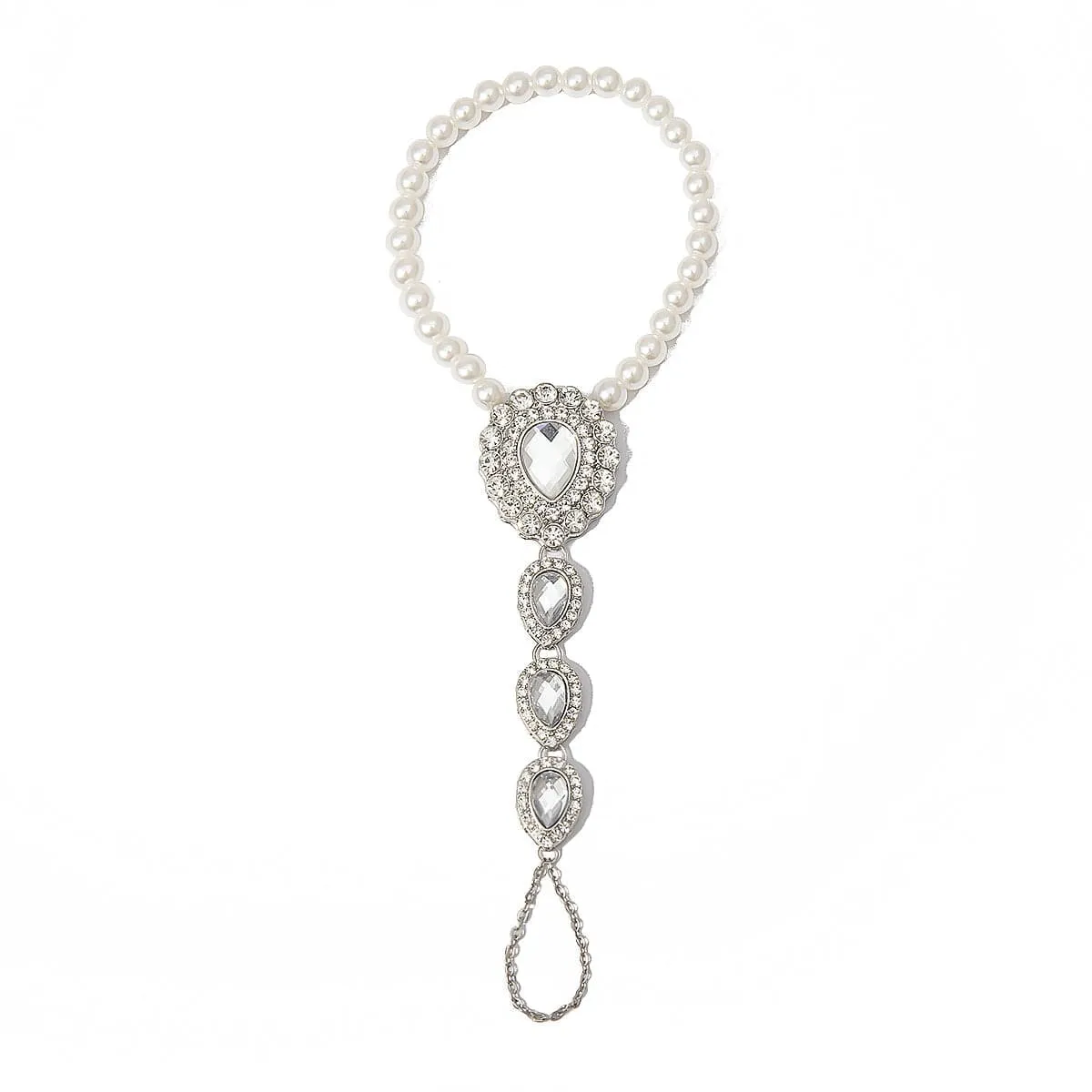 Crystal & Cubic Zirconia Teardrop Ankle-To-Toe Anklet