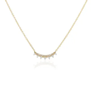 Curved Diamond Bar Necklace with Diamond Tips