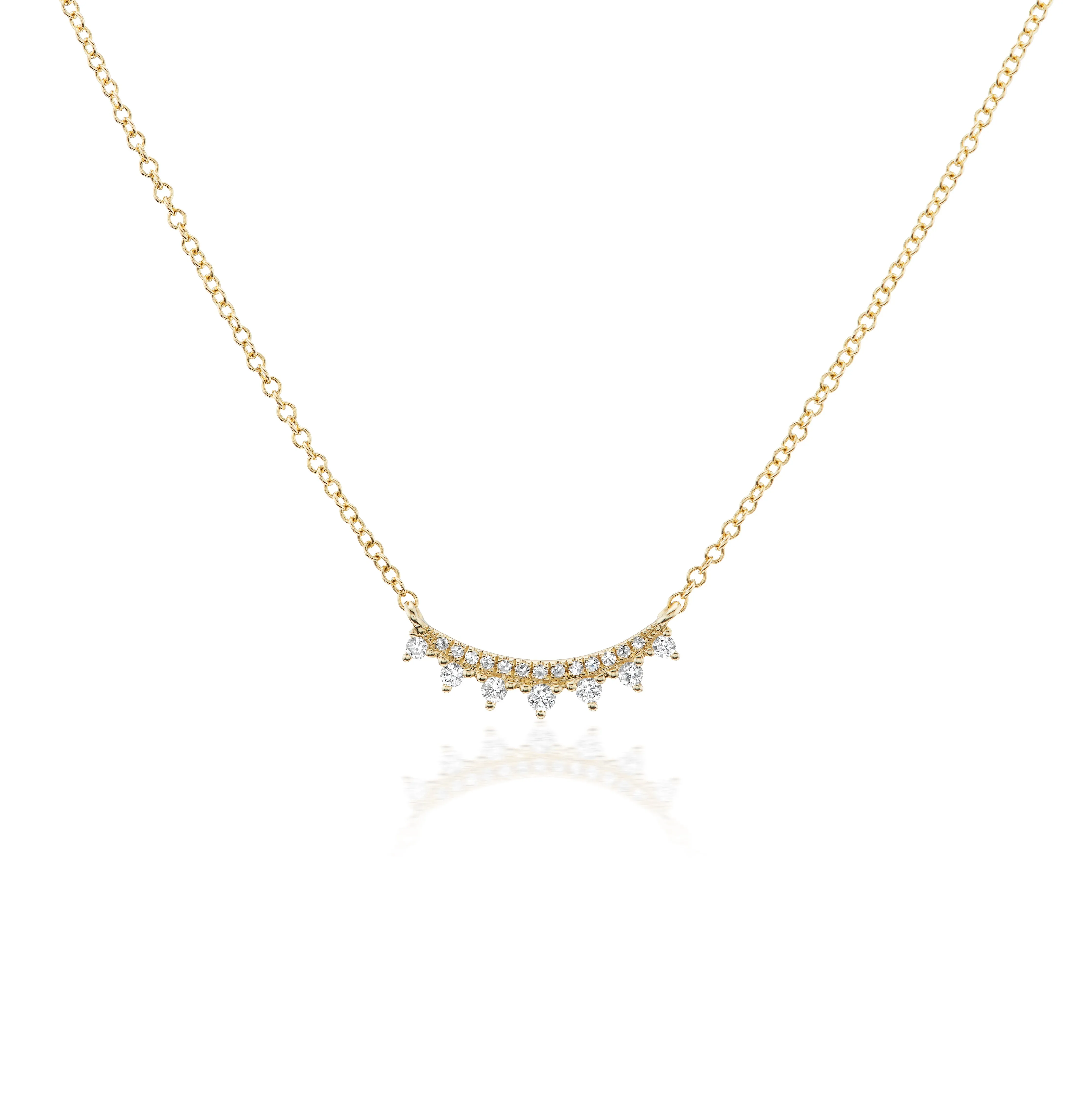 Curved Diamond Bar Necklace with Diamond Tips