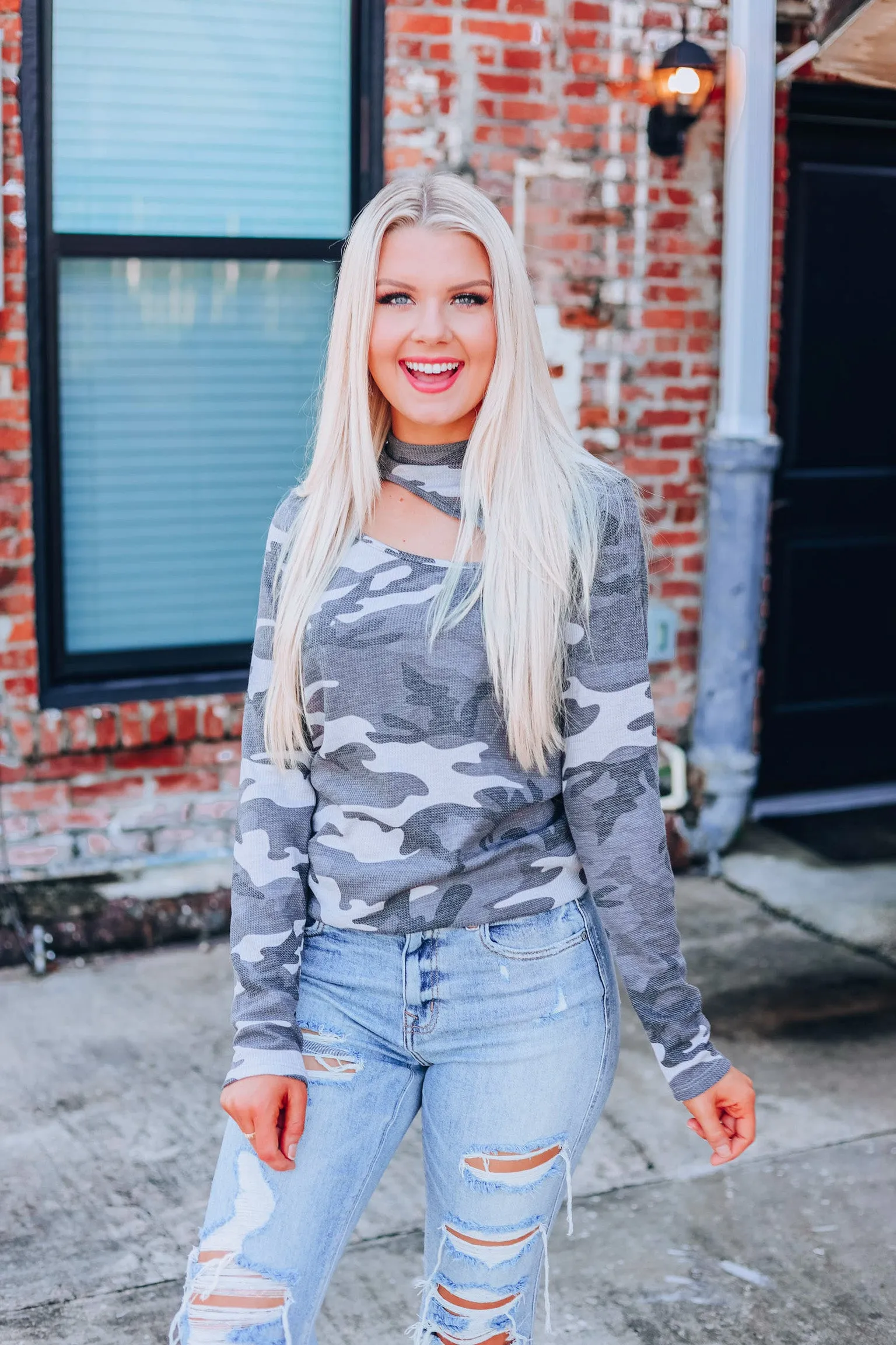 Cuttin' Camo Top - Charcoal