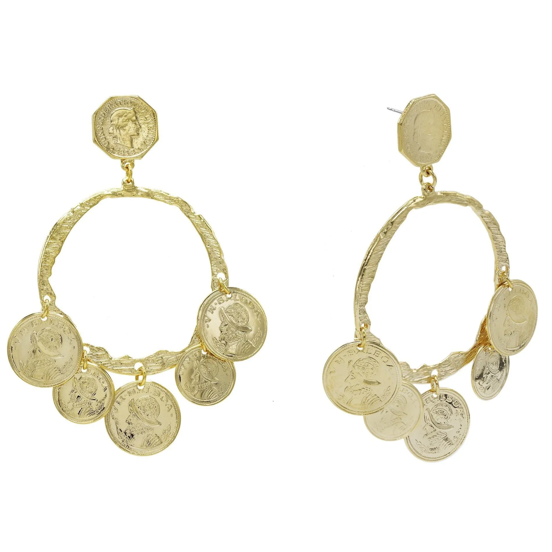 Dangling Coins Stud Earring