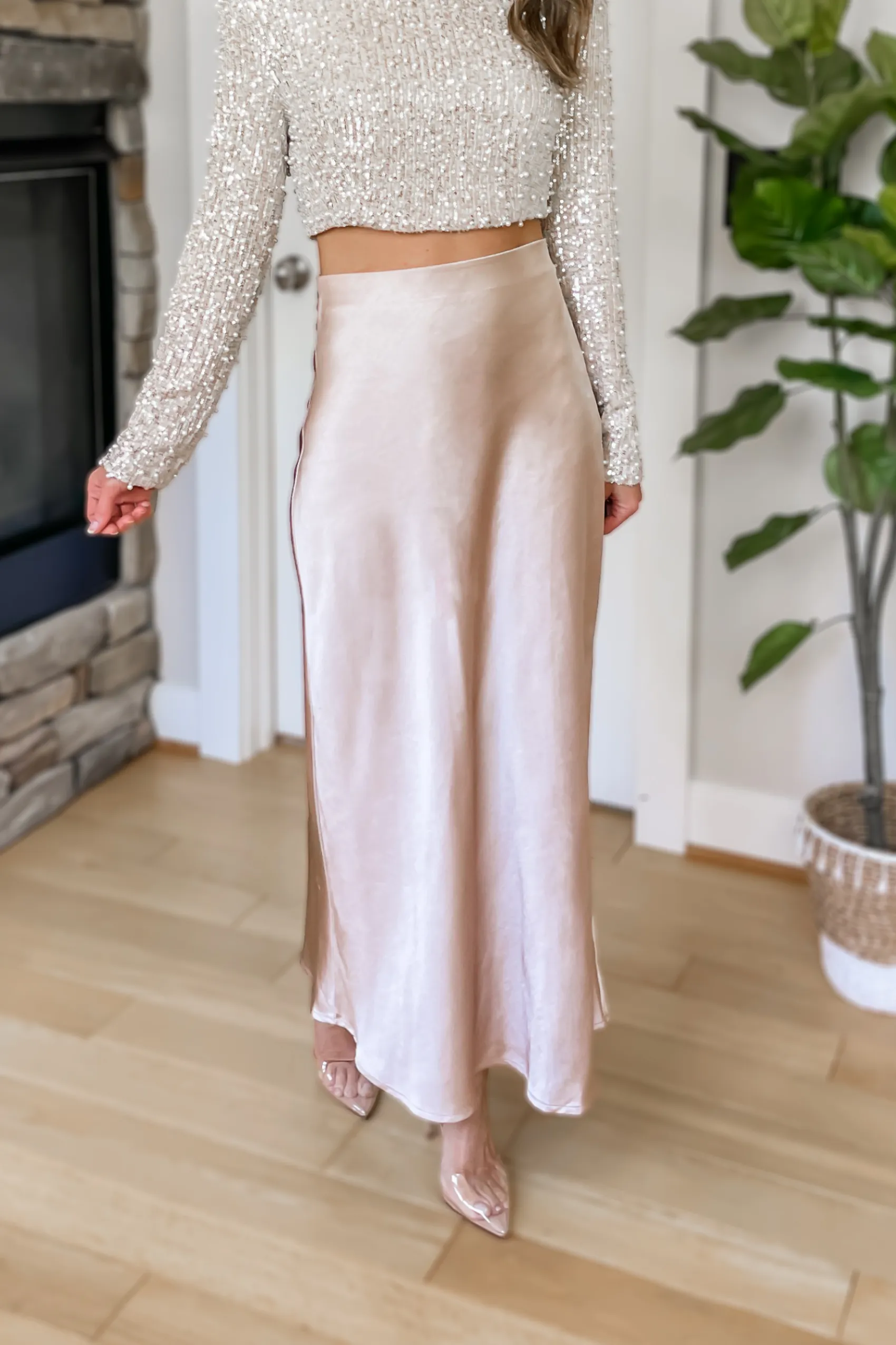 Date Night Maxi Skirt - Champagne
