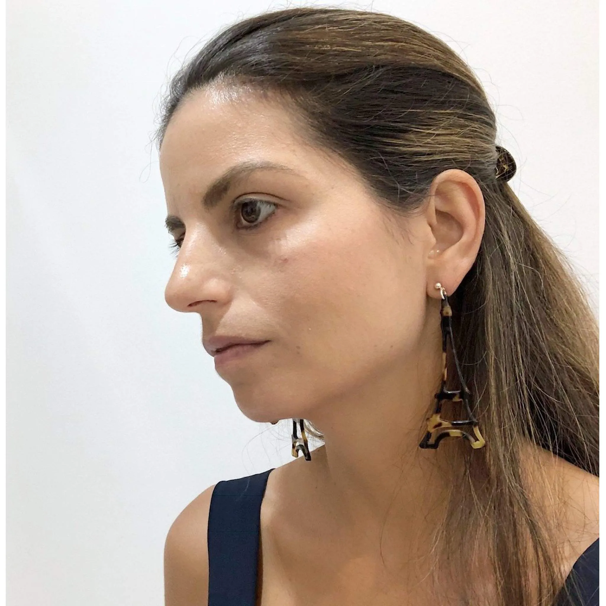 Eiffel Tower Medium Light Tortoiseshell Stud Earrings