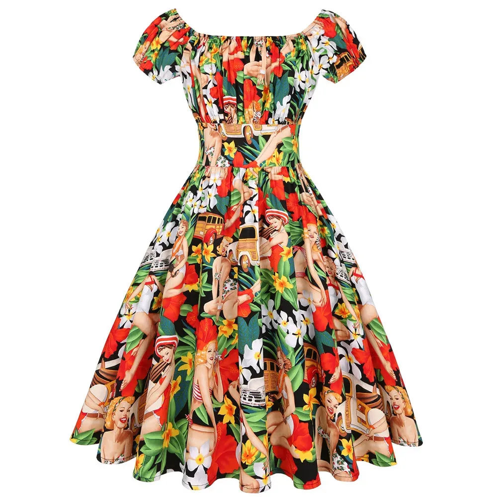 Elegant Vintage Dress – Retro Pinup Flare Sundress