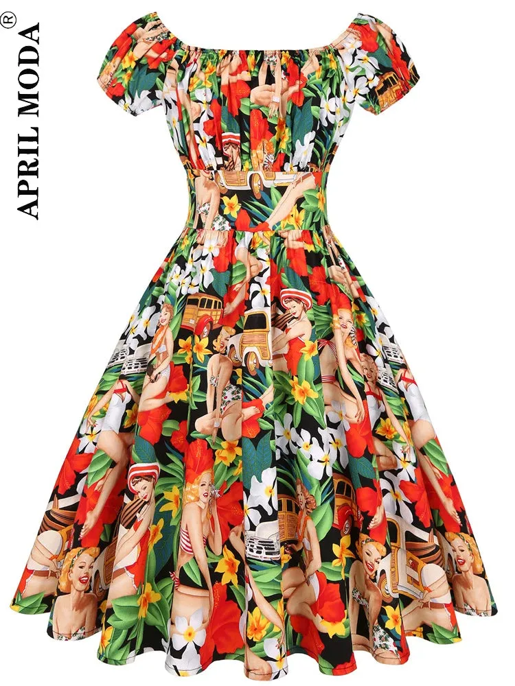 Elegant Vintage Dress – Retro Pinup Flare Sundress