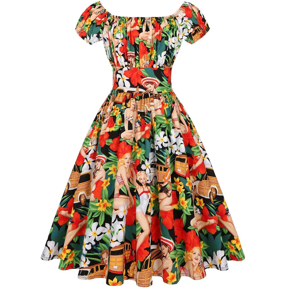 Elegant Vintage Dress – Retro Pinup Flare Sundress