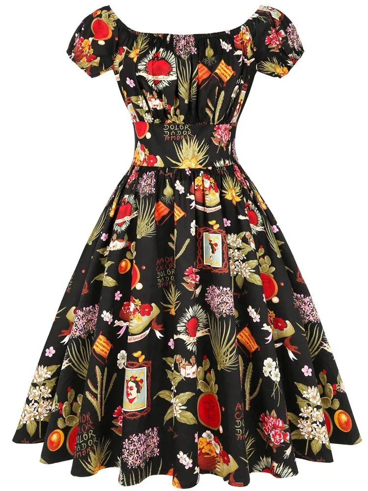 Elegant Vintage Dress – Retro Pinup Flare Sundress