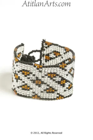 Flat Bracelet Lattice in Canela, Silver & Black narrow