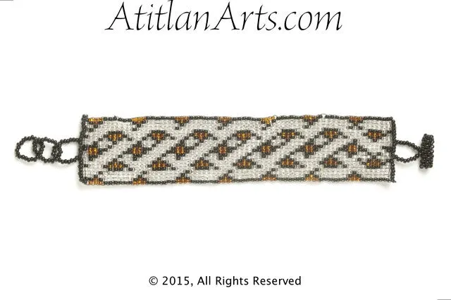 Flat Bracelet Lattice in Canela, Silver & Black narrow
