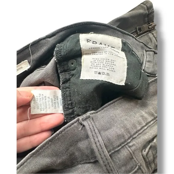 FRAME Le Skinny De Jeanne Ankle Zip Jeans Gray Wash Size 25