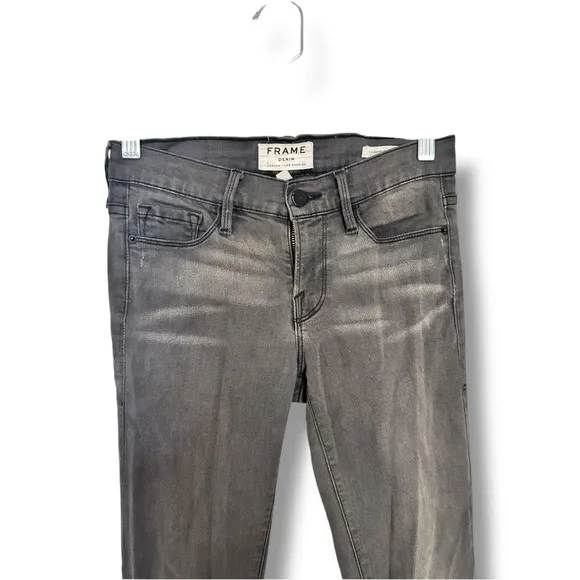 FRAME Le Skinny De Jeanne Ankle Zip Jeans Gray Wash Size 25