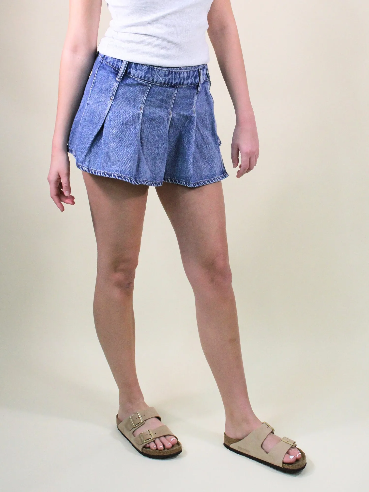 Free People Stephie Denim Skort: Bella Blue