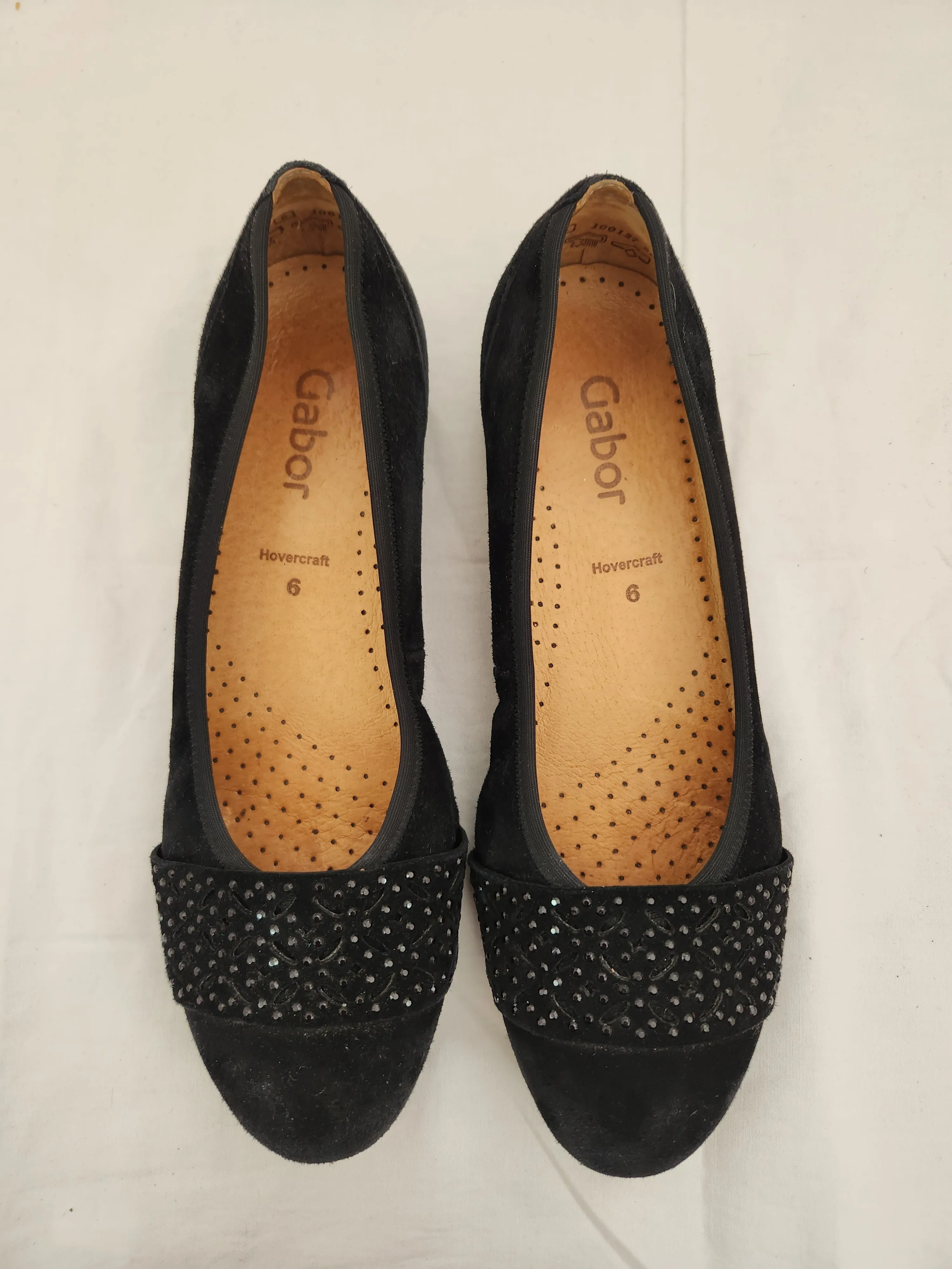 Gabor Hovercraft Black Suede Studded Slip-On Flats - Size: 6
