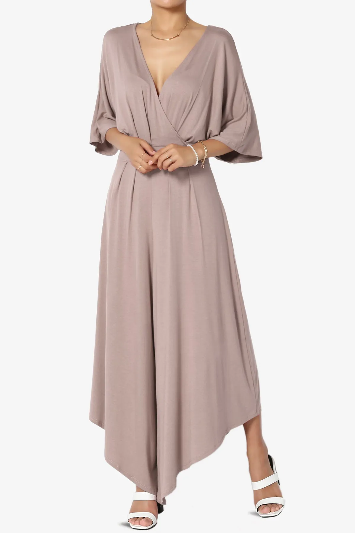 Genie Surplice Wrap Asymmertic Wide Leg Jumpsuit