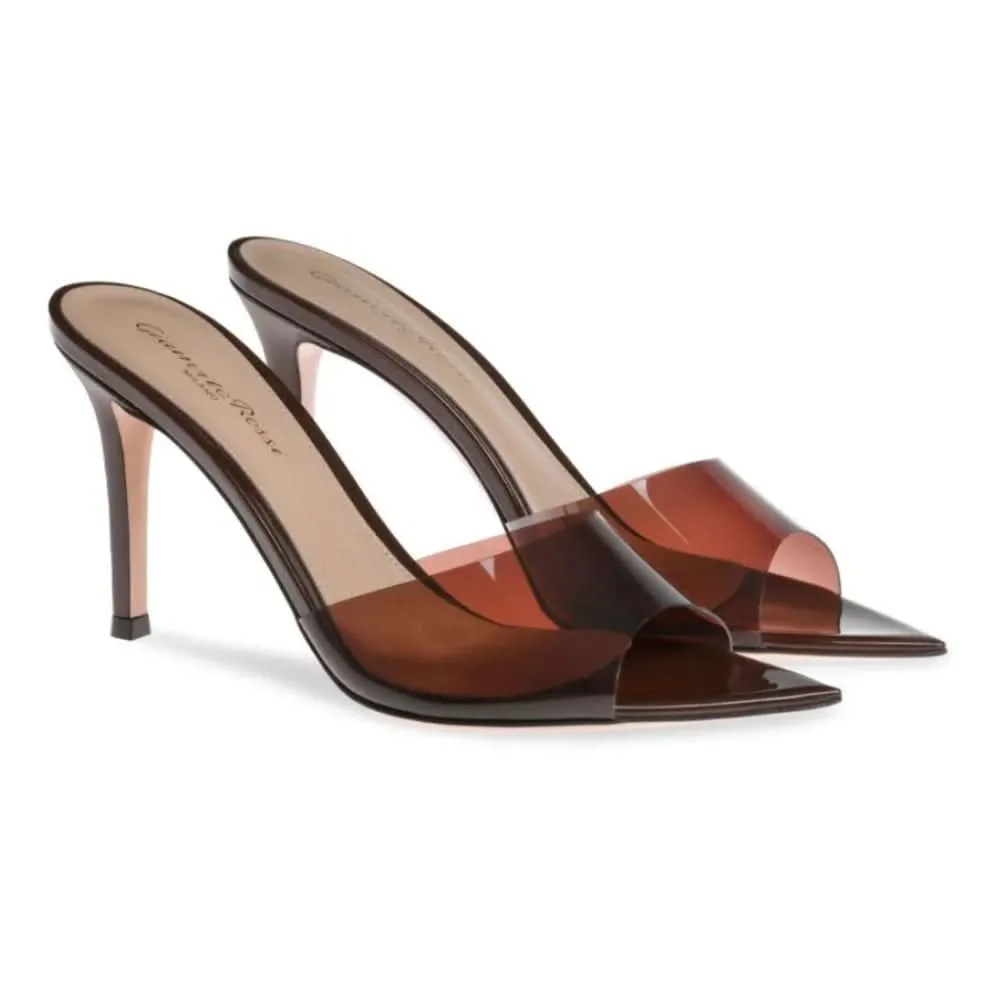Gianvito Rossi Elle 85mm point-toe mules "Brown"