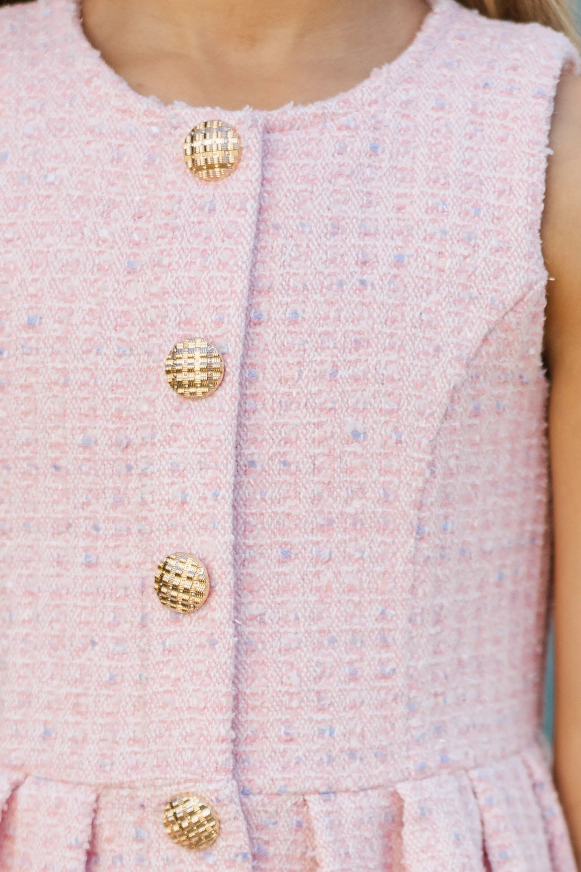Girls: The Sady Pink Plaid Tweed Dress