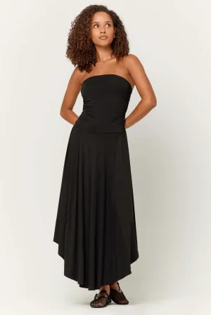 Goddess strapless shirred dress