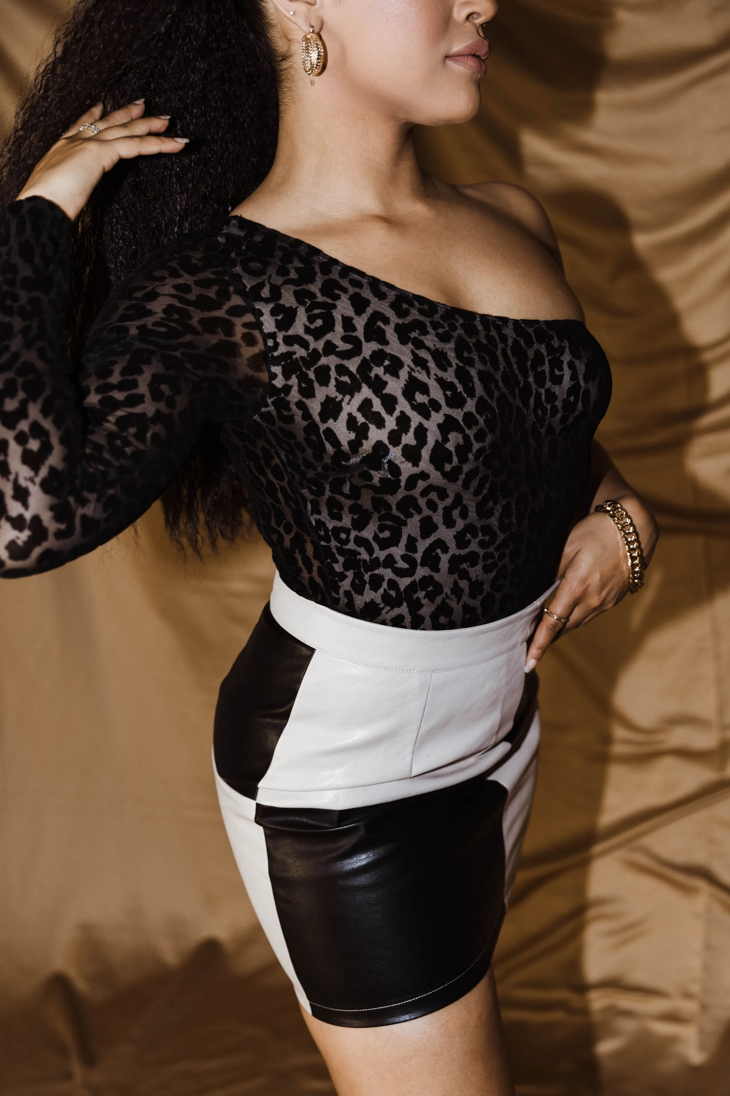 Good 4 U Black Leopard Print Bodysuit Top