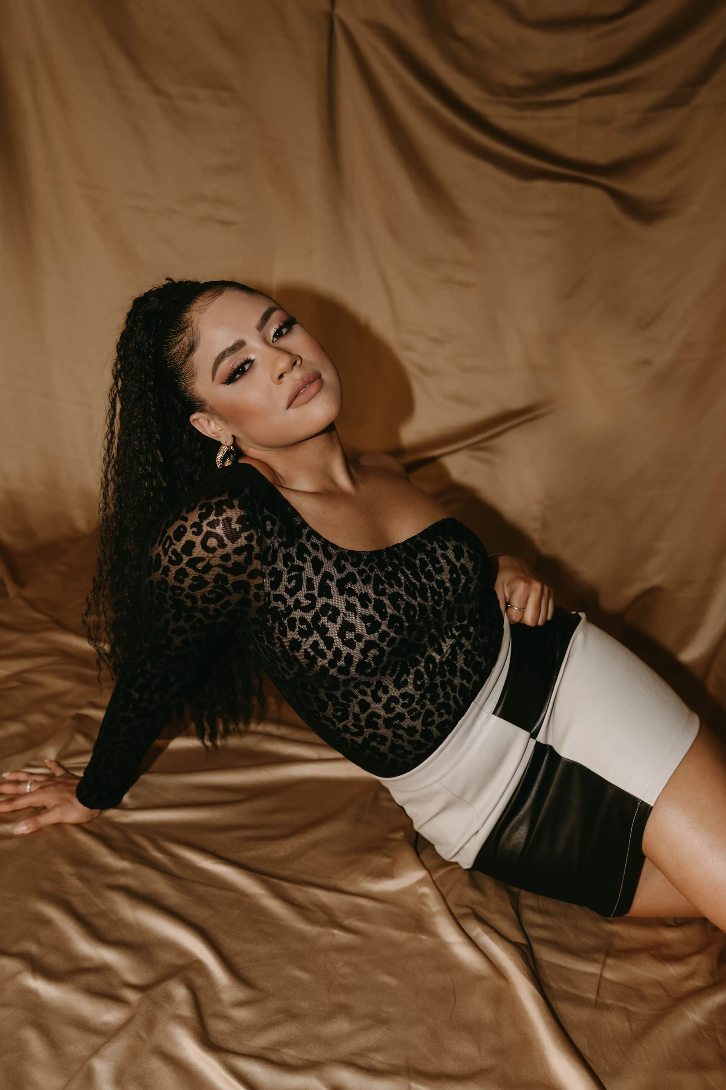 Good 4 U Black Leopard Print Bodysuit Top