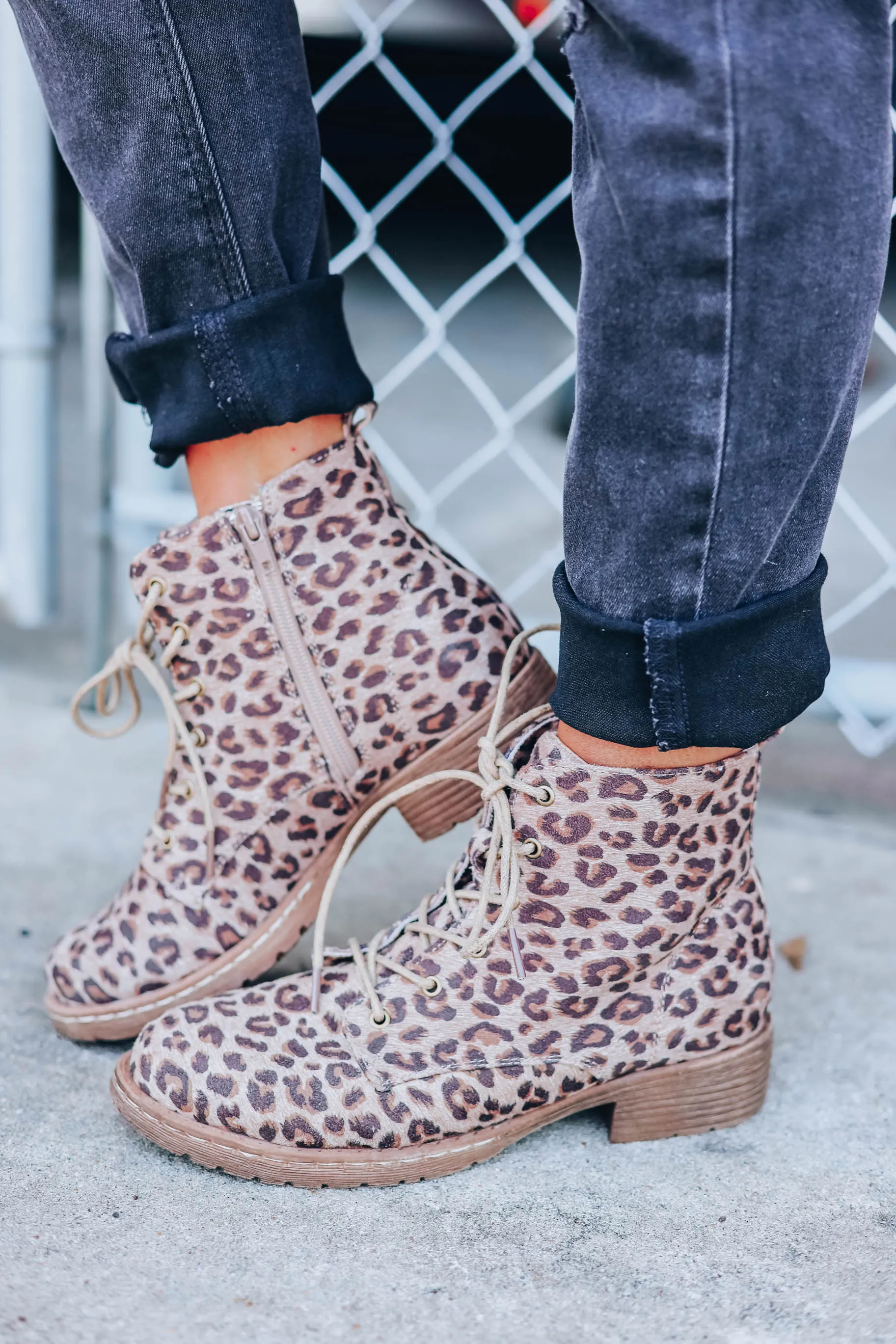 Gypsy Lace Up Ankle Boot by Very G - Tan Leopard