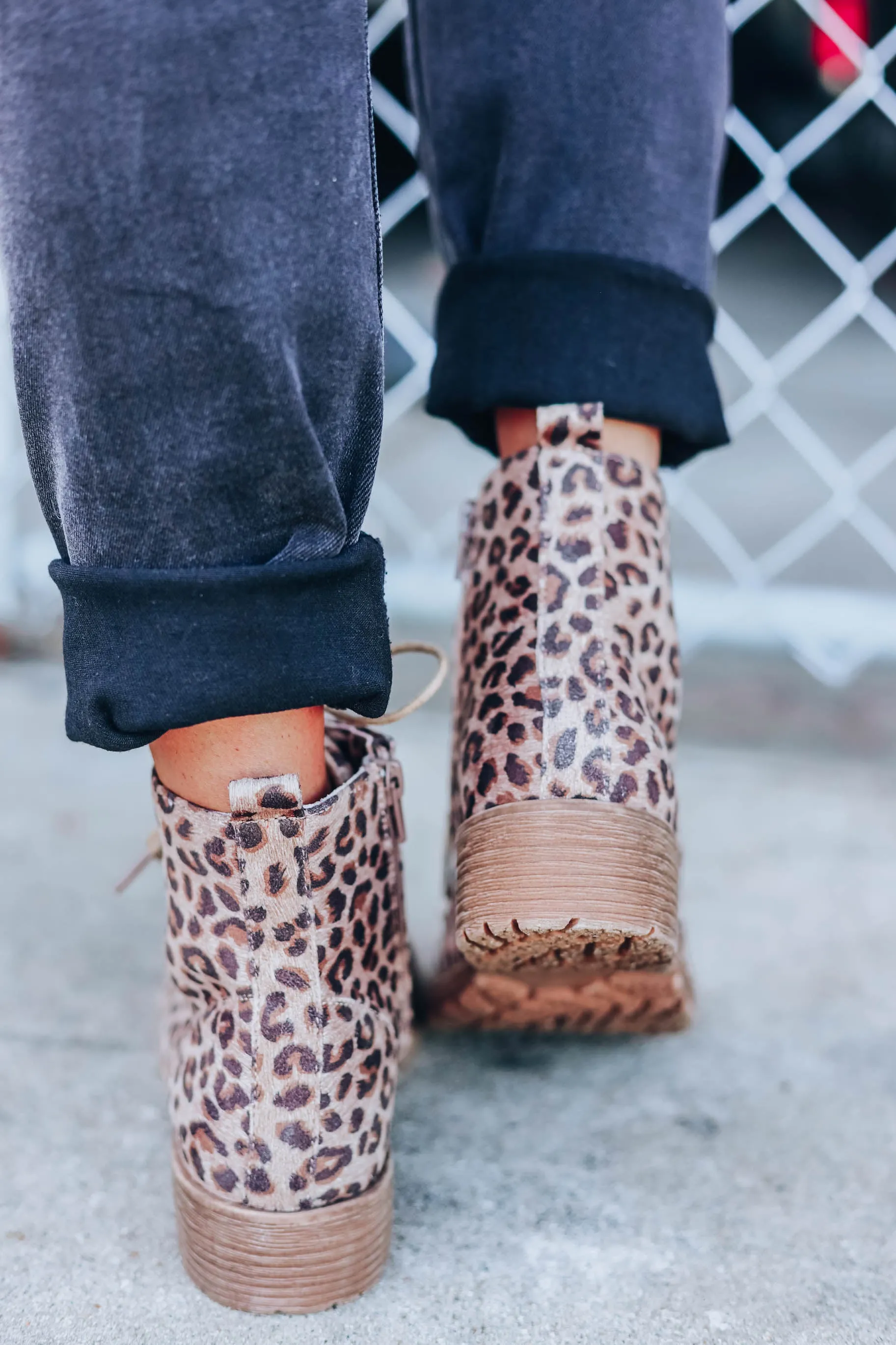 Gypsy Lace Up Ankle Boot by Very G - Tan Leopard