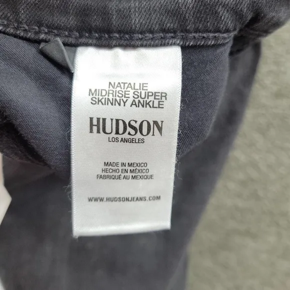 HUDSON Size 29 Natalie Mid-Rise Super Skinny Black Ankle Jeans NWT