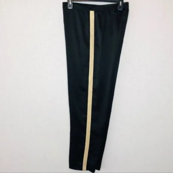 INC Satin Pajama Set in Black with Gold Metallic Trim, Sz XL