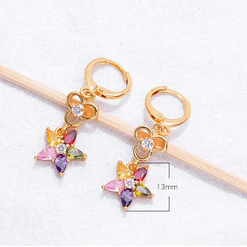 Individual Geometric Five-pointed Star Zircon Earrings