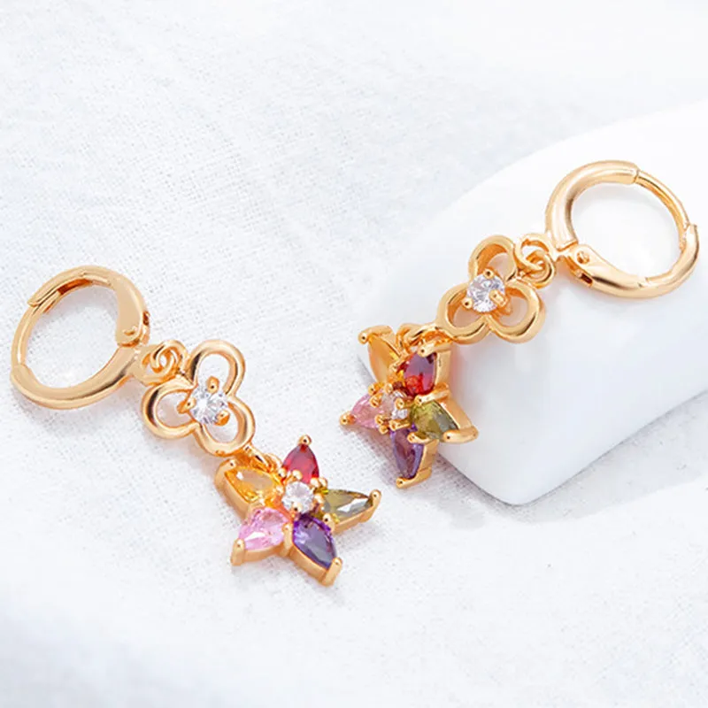 Individual Geometric Five-pointed Star Zircon Earrings