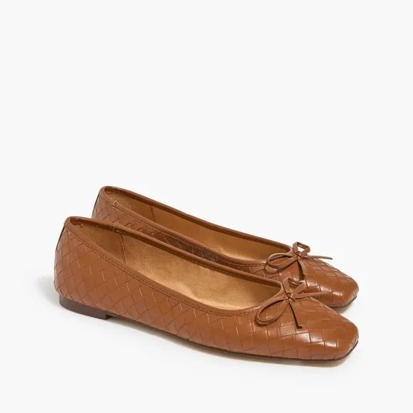 J. Crew Square Toe Woven Ballet Flat