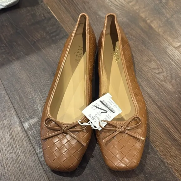 J. Crew Square Toe Woven Ballet Flat