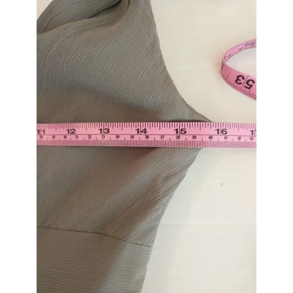 J.Crew 100% Silk Sophia Gray Crepe V Suplice neckline formal maxi dress sz 2