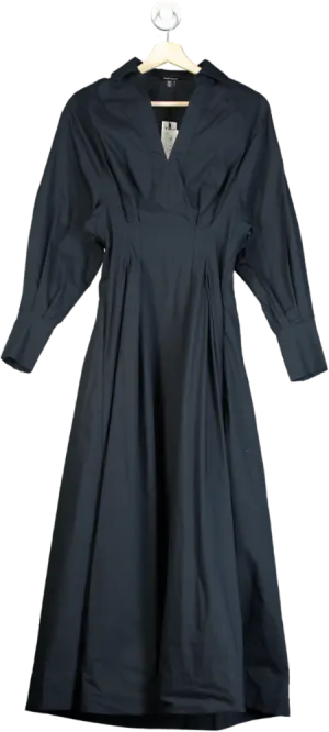 Karen Millen Navy Poplin Balloon Sleeve Woven Shirt Dress UK 6