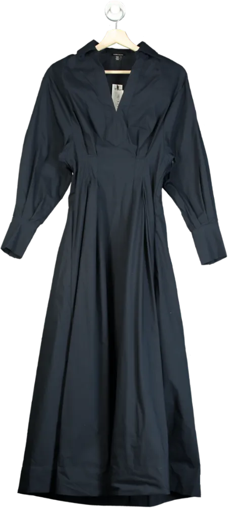 Karen Millen Navy Poplin Balloon Sleeve Woven Shirt Dress UK 6