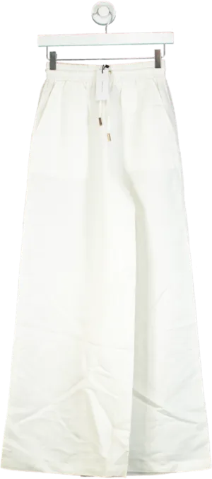 Karen Millen White Linen Wide Leg Woven Trousers UK 6
