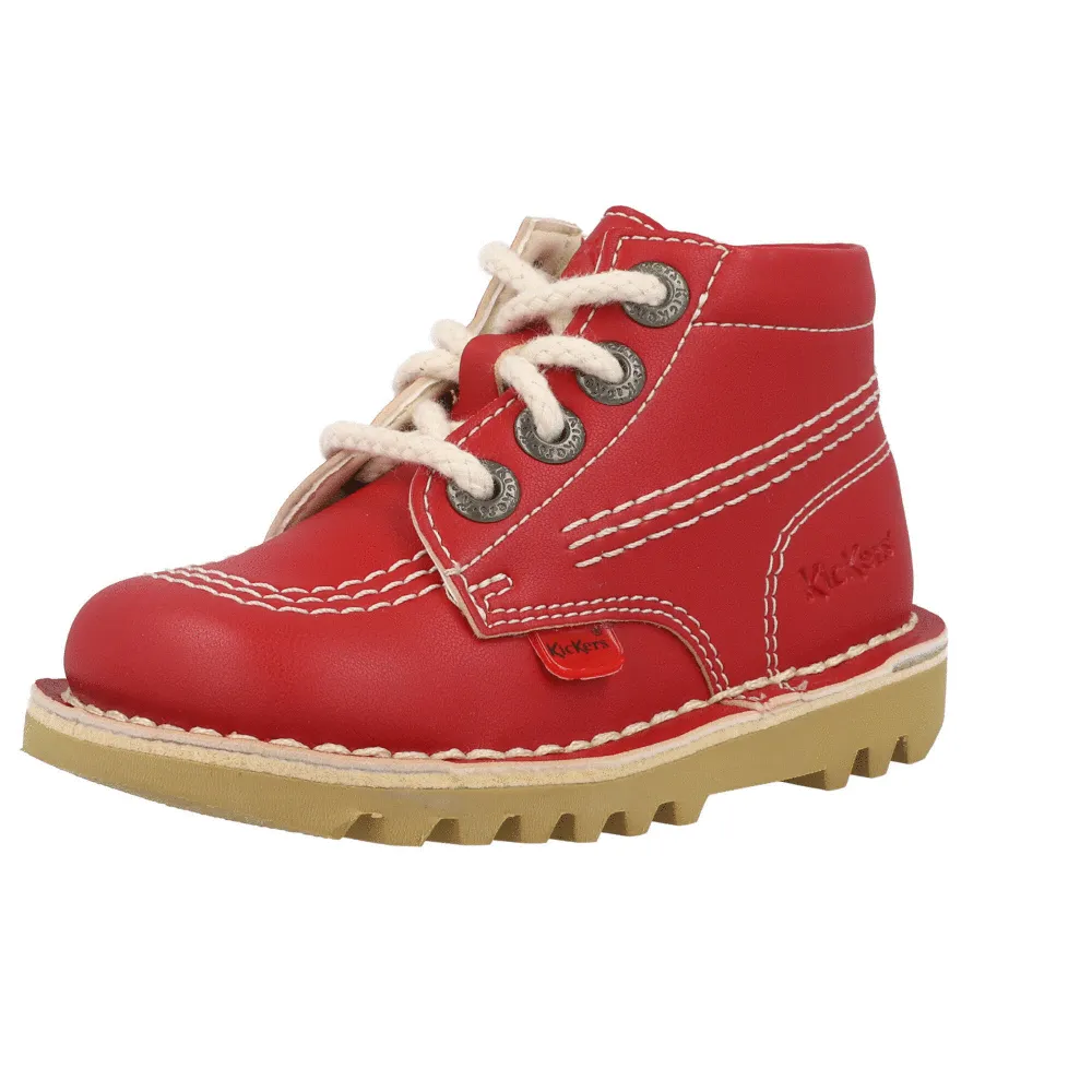 Kickers Kick Hi Vegan Red Ankle Boots