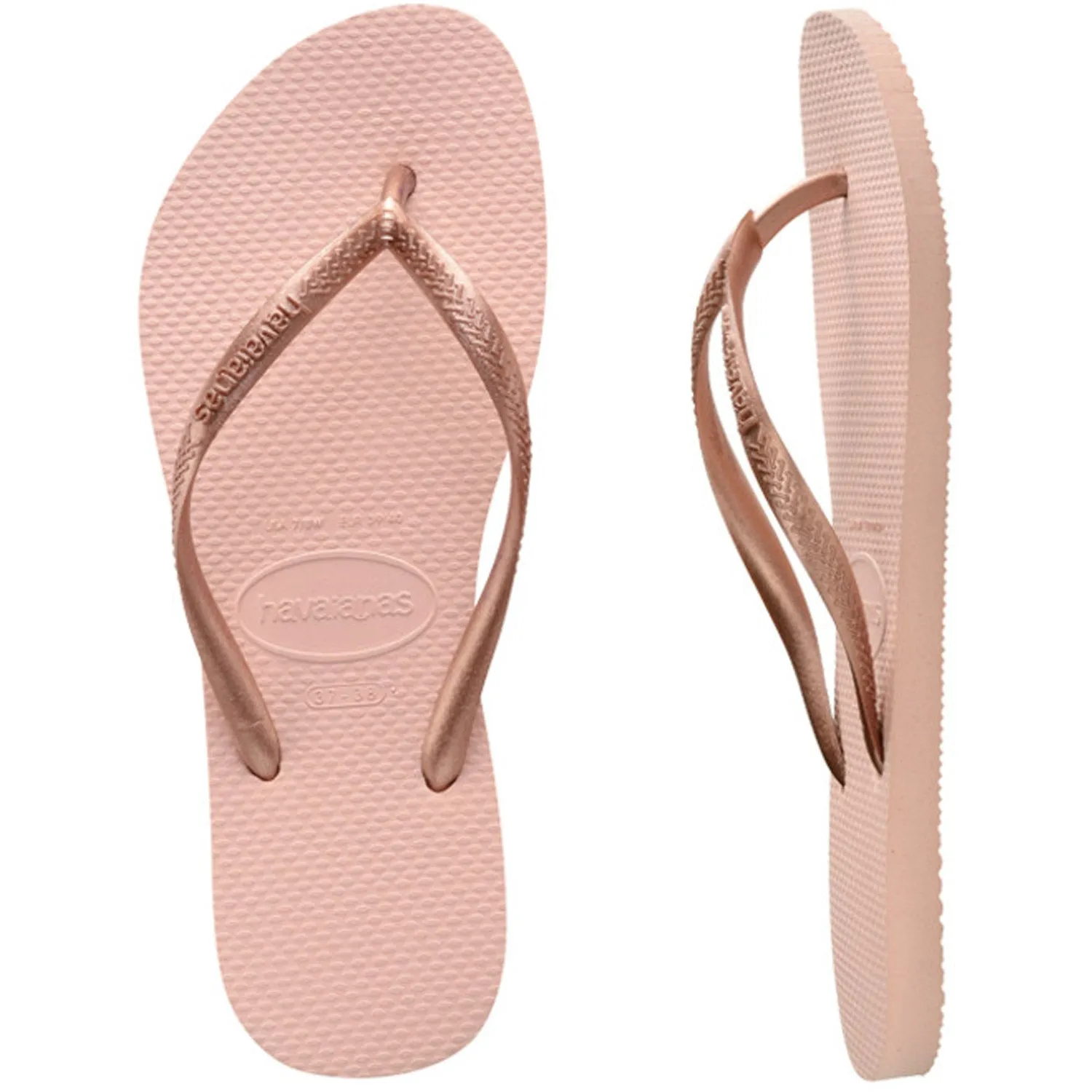 Kids Slim Metallic Thongs Ballet Rose