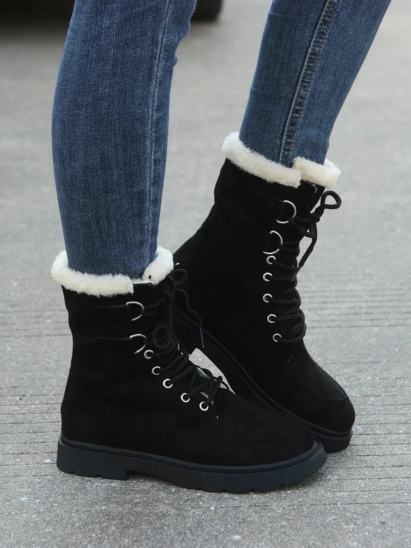 Lace-up Front Thermal Lined Faux Suede Snow Boots - FD ⚡