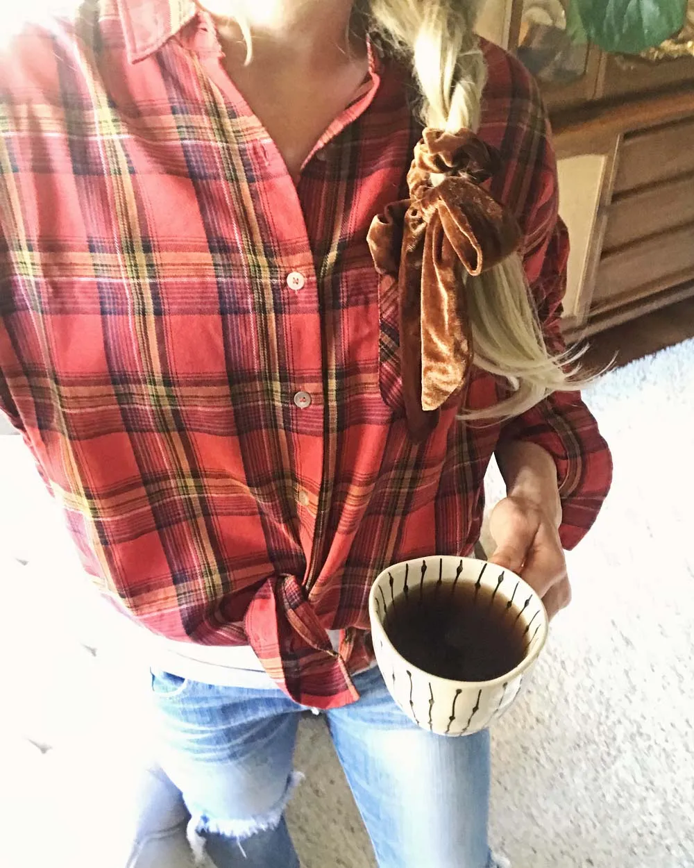 Laid-Back Plaid Top in Red