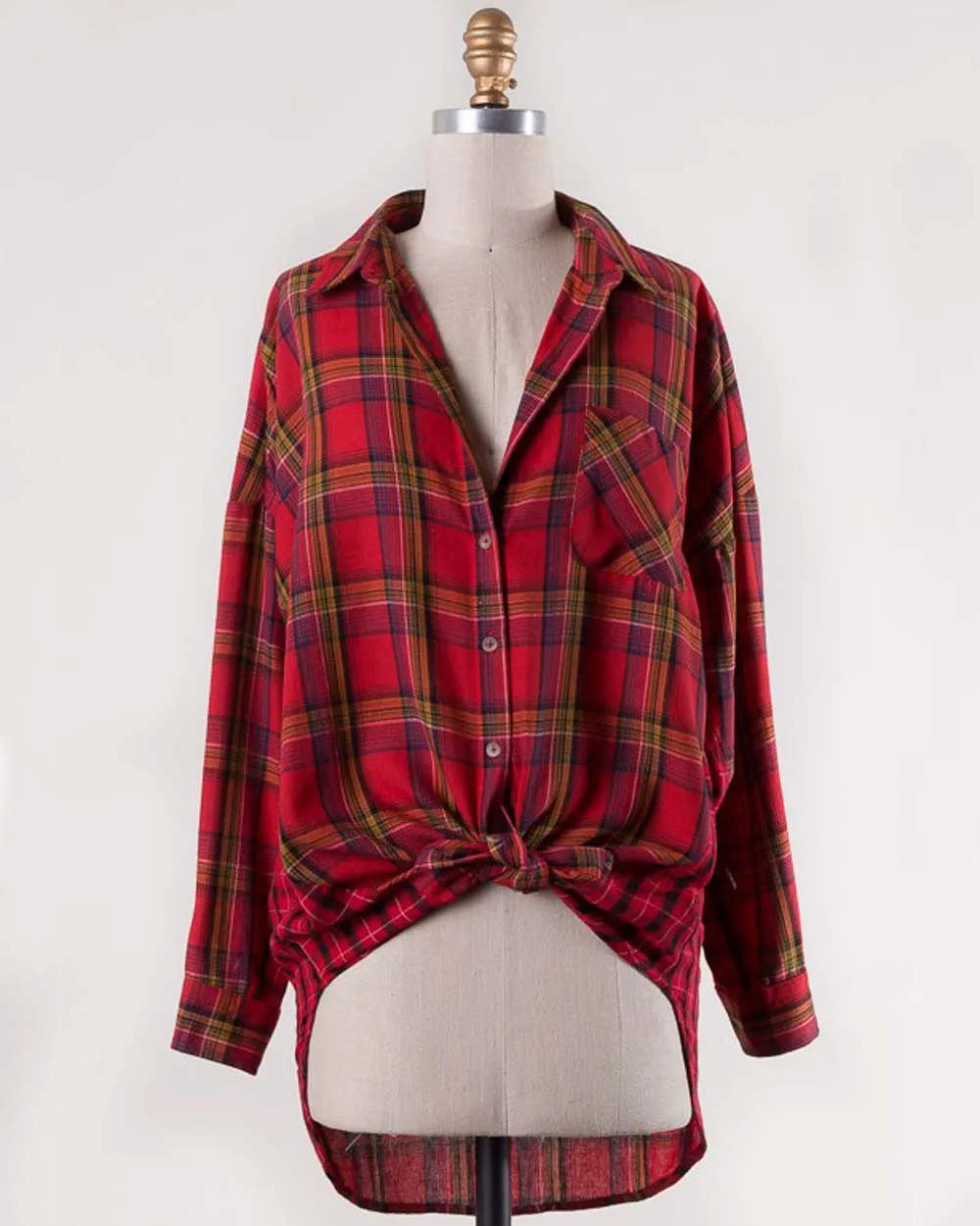 Laid-Back Plaid Top in Red