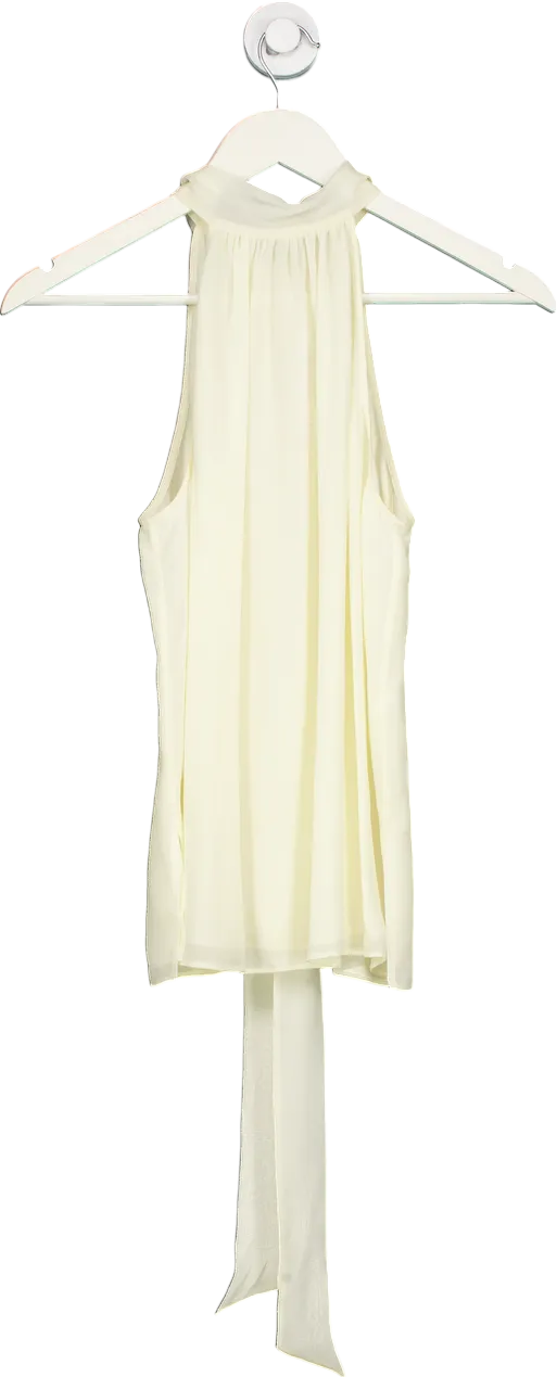 LILYSILK Cream Halter Neck Silk georgette Top UK 10