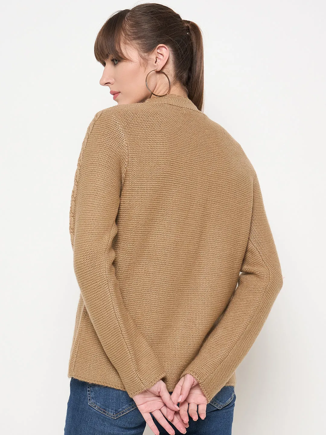 Madame Camel Cable Knit Acrylic Sweater